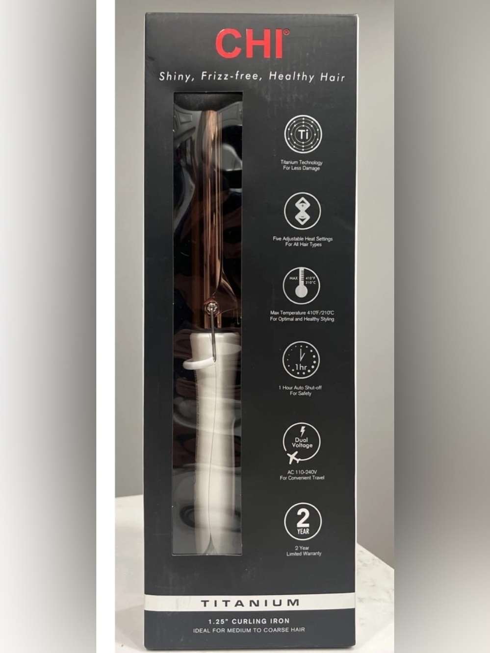 CHI Titanium 1.25" Curling Iron - White with Rose Gold Barrel
